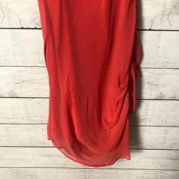 Elizabeth and James Coral Silk Chiffon Mini Sheath Dress 4 - Picture 8 of 8
